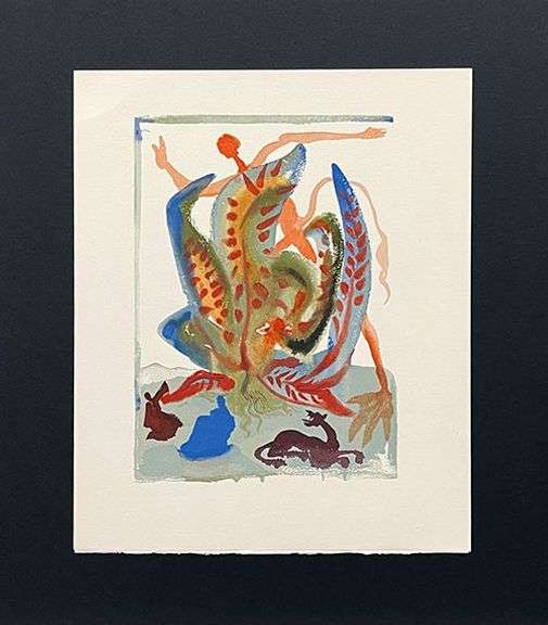 Very Collectible Salvador Dali Woodblock from The Divince Comedy Suite Circa 1964