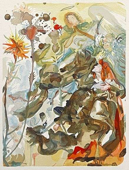 Very Collectible Salvador Dali Woodblock from The Divince Comedy Suite Circa 1964