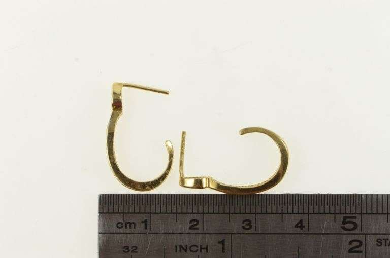 14K Yellow Gold 0.21 Ctw Diamond Curved Bar Semi Hoop Earrings