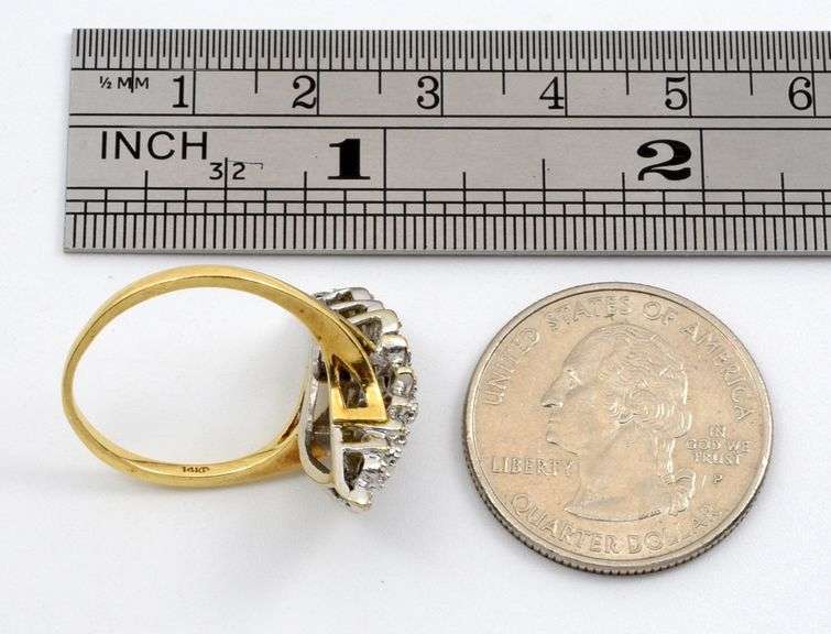 Pretty 14k YG Waterfall Ring with Diamonds