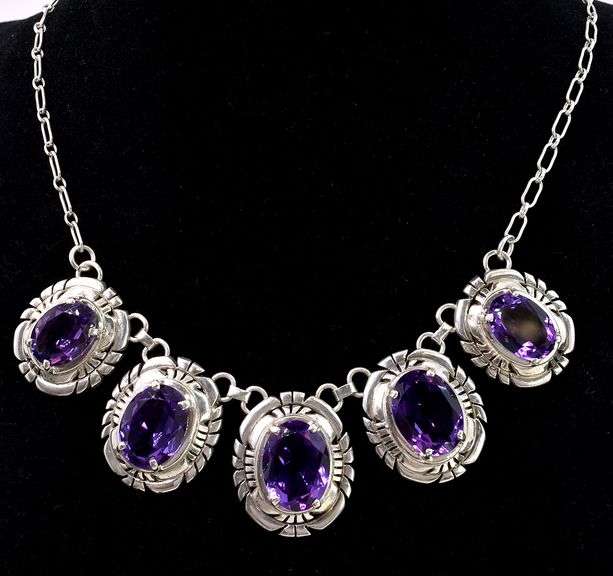 Amythest Drop Necklace in Sterling Silver