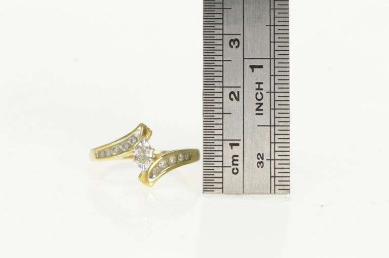 10K Yellow Gold Marquise Diamond Classic Bypass Engagement Ring