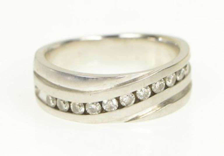 14K White Gold 0.33 Ctw Diamond Men's Wedding Band Ring