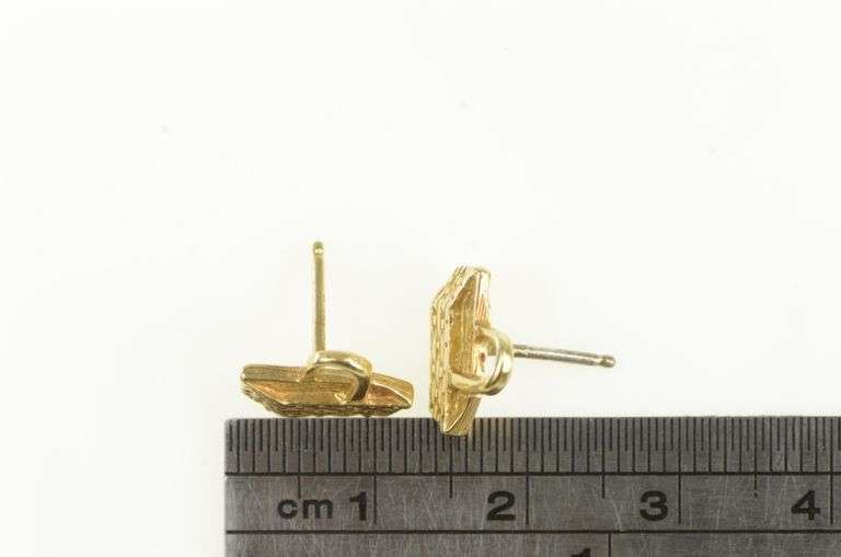 14K Yellow Gold Longaberger Picnic Basket Stud Earrings