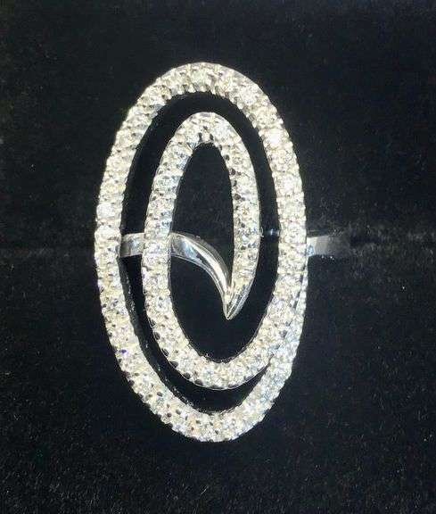 STUNNING 14K WHITE GOLD FASHION DIAMOND LADIES RING