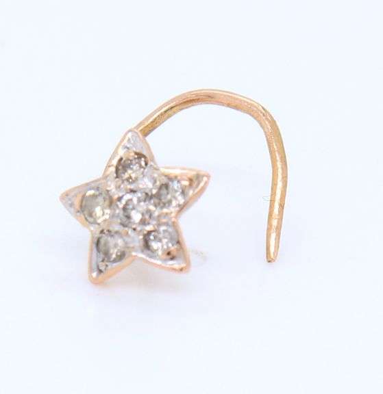 Cute Yellow Gold Diamond Star Nose Ring