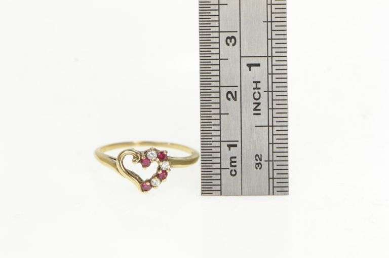 10K Yellow Gold Simulated Ruby CZ Heart Ring