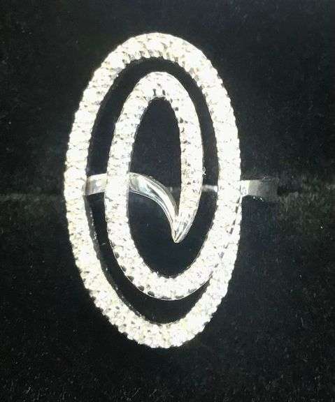 STUNNING 14K WHITE GOLD FASHION DIAMOND LADIES RING