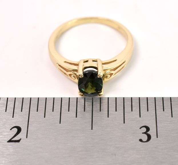 Alluring Green Gemstone Ring in 14K Yellow Gold