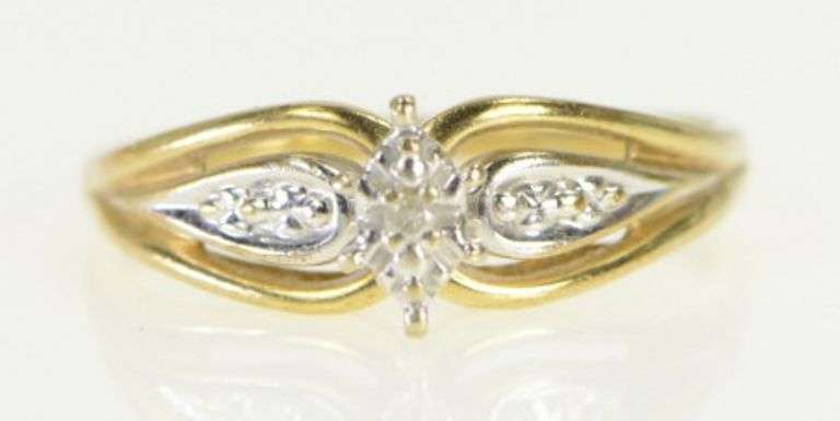 10K Yellow Gold Vintage Diamond Classic Promise Ring