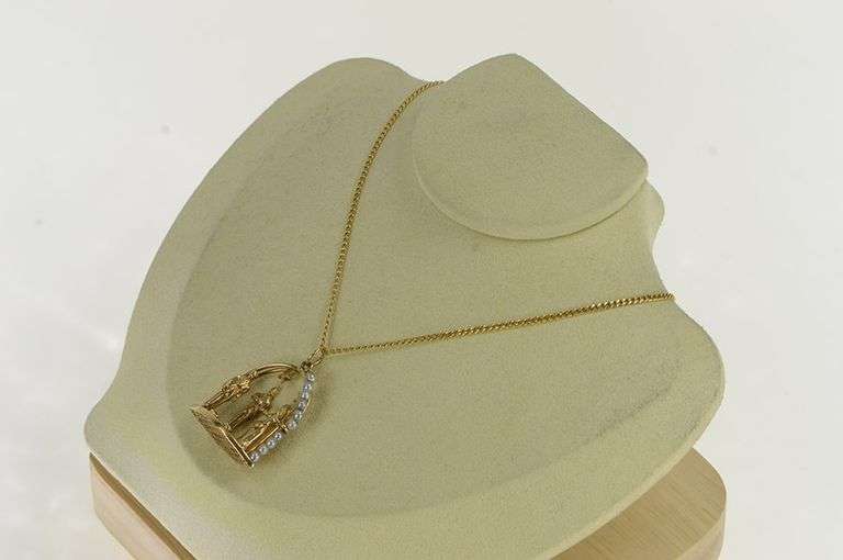 14K Yellow Gold 1960's Pearl Wedding Ceremony Marriage Charm/Pendant