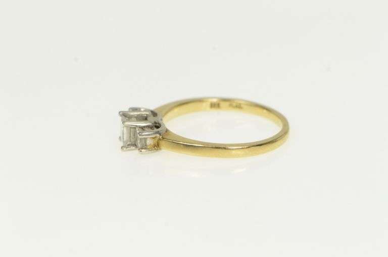 14K Yellow Gold 0.50 Ctw Princess Three Diamond Engagement Ring