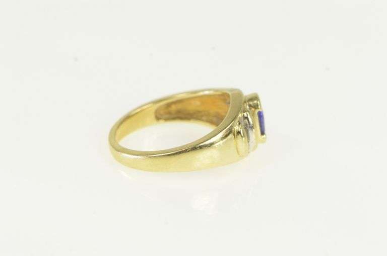 14K Yellow Gold Oval Tanzanite Diamond Accent Statement Ring