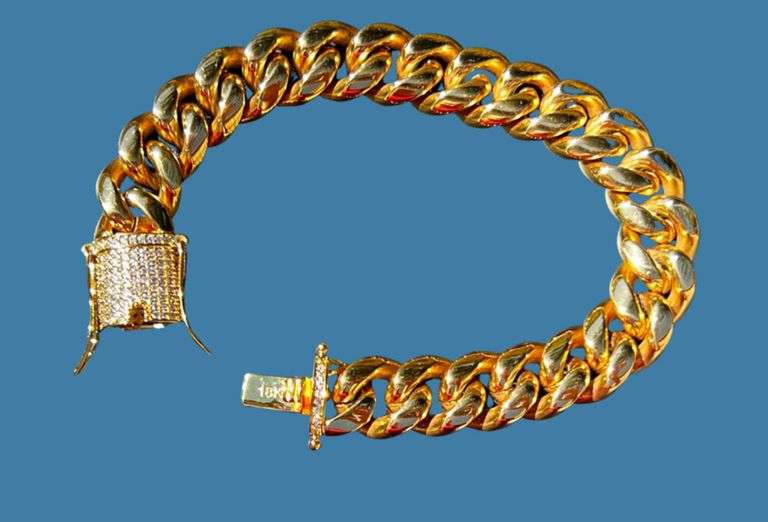 Huge Yellow Gold Plate Cuban Curb Link Bracelet