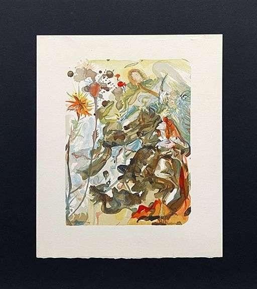 Very Collectible Salvador Dali Woodblock from The Divince Comedy Suite Circa 1964