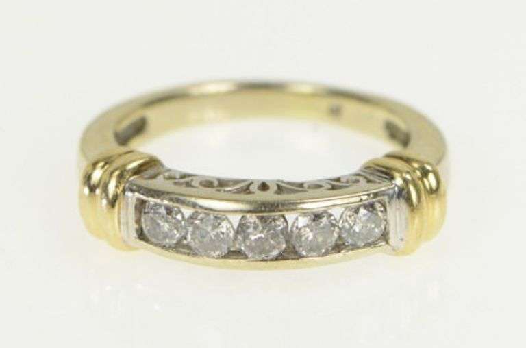 14K White Gold 0.50 Ctw Diamond Scroll Filigree Wedding Ring