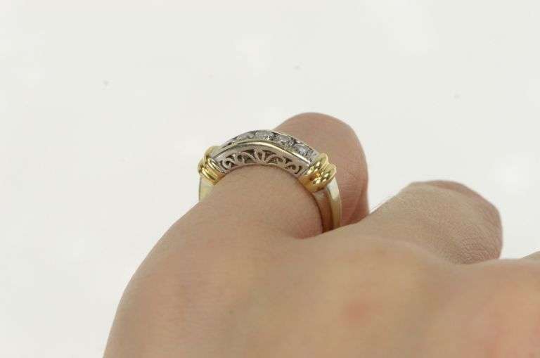 14K White Gold 0.50 Ctw Diamond Scroll Filigree Wedding Ring