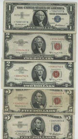 Great valuable lot of 16 Assorted STAR Small size notes $1 to $5