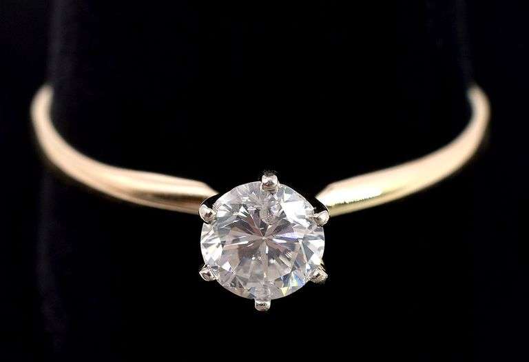 Dazzling Solitaire Diamond Ring In 14K Yellow Gold