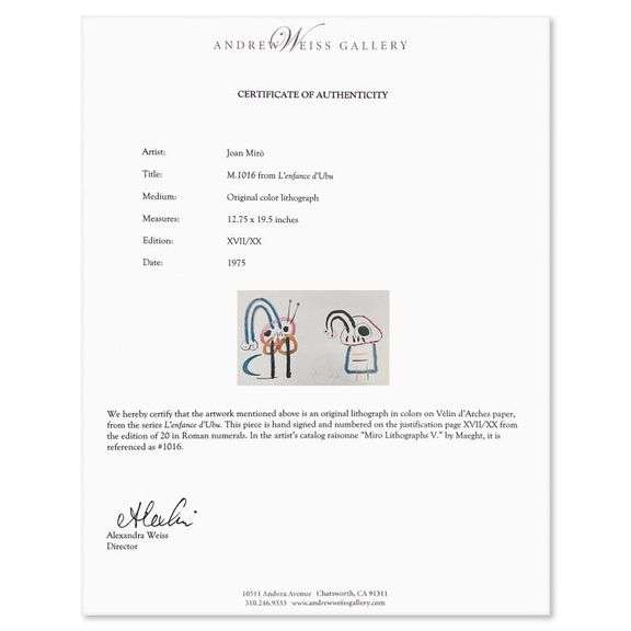 M. 1016 from L'enfance d'Ubu by Miro