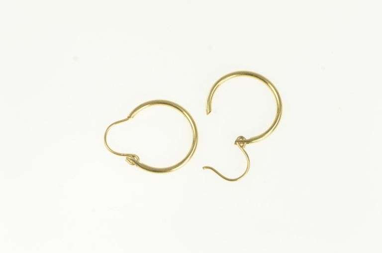 14K Yellow Gold 15.6mm Round Classic Simple Hoop Earrings