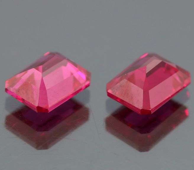Top grade 6.20ct hot pink created ruby pair