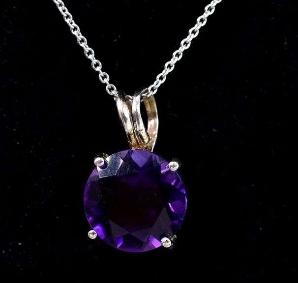 Eye Catching Approx. 4.09CTW Amethyst Pendant Necklace in 14K White Gold