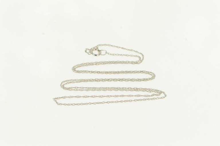 10K White Gold 0.6mm Rolling Woven Twist Chain Link Necklace