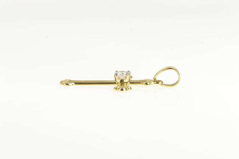 14K Yellow Gold 0.60 Ct Diamond Ornate Cross Christian Pendant