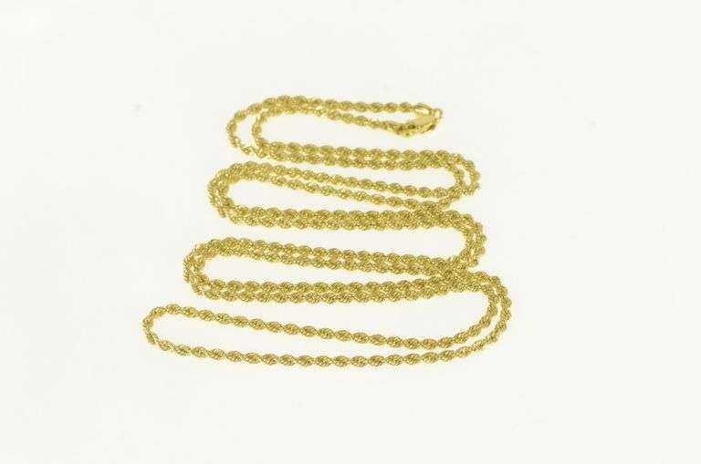 10K Yellow Gold 2.1mm Vintage Woven Rope Chain Link Necklace