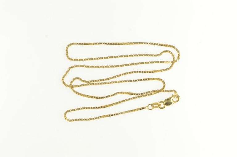14K Yellow Gold 1.0mm Square Chain Classic Box Link Necklace