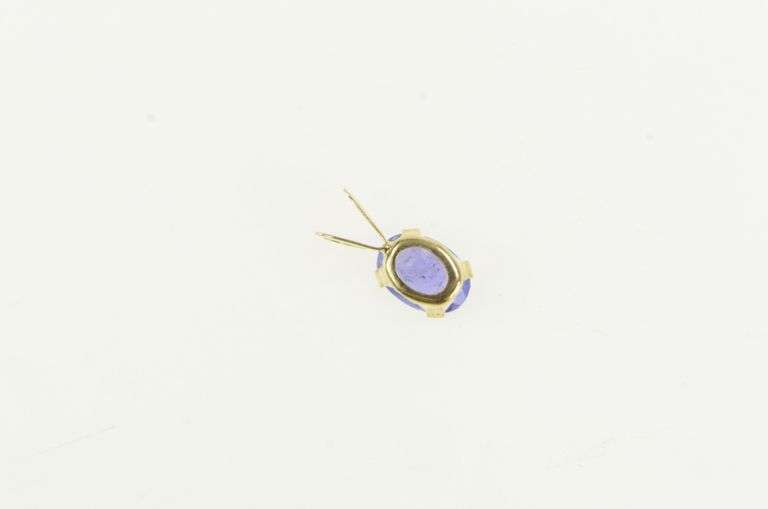 14K Yellow Gold Oval Syn. Tanzanite Vintage Solitaire Pendant