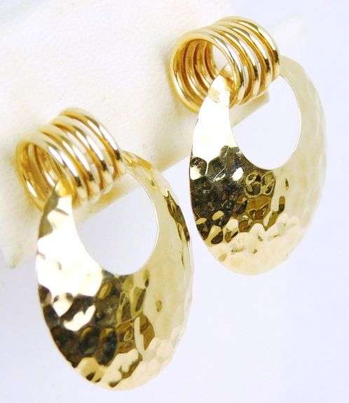 Vintage 14K Hammered Gold Earrings
