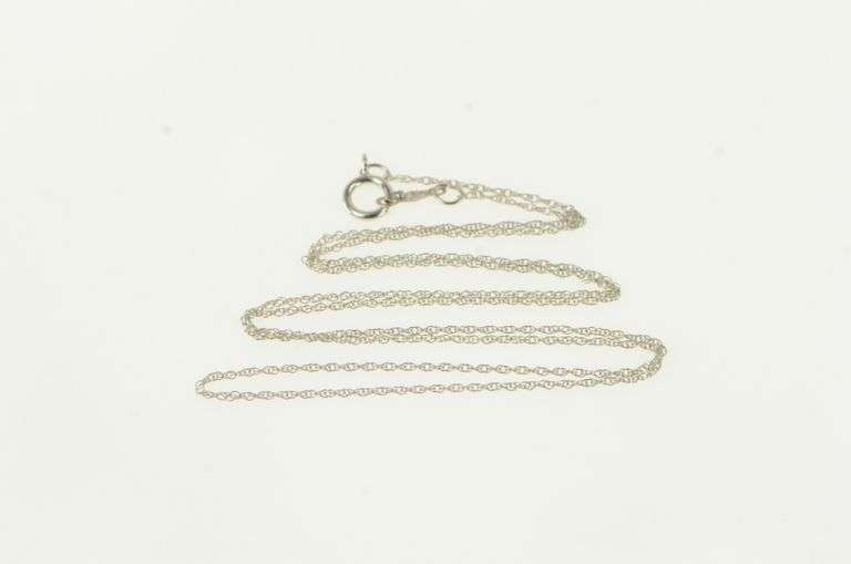 10K White Gold 0.8mm Rolling Simple Twist Plain Chain Link Necklace