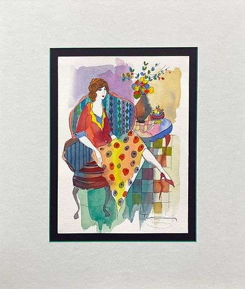 One-Of-A-Kind Unique Orignal Watercolor by Itzchak Tarkay