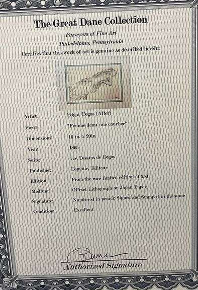 Extremely Rare and Collectible Antique Edgar Degas From Les Dessins de Degas Suite
