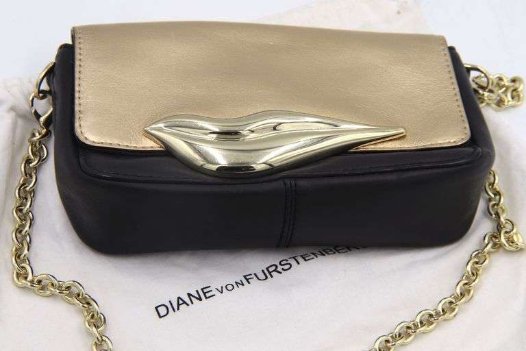 DVF Gold and Black Crossbody Purse