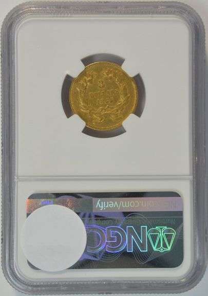 Super Rare 1855 $3 Gold Piece in Near Mint. NGC AU Details