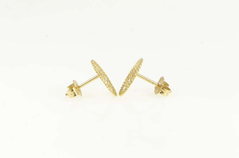 14K Yellow Gold Chinese Happiness Fortune Stud Earrings