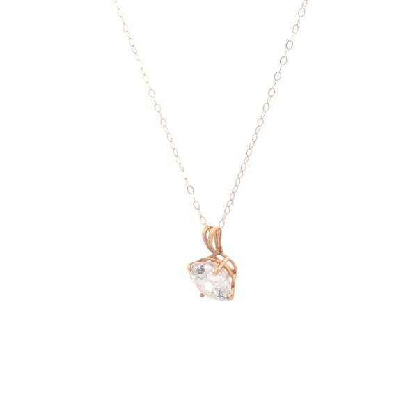 14K Yellow Gold Round CZ Solitaire Vintage Simple Classic Pendant