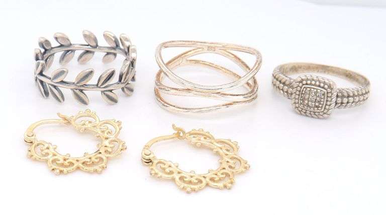 Group Lot of Vintage 925 Sterling Silver Rings and Earrings