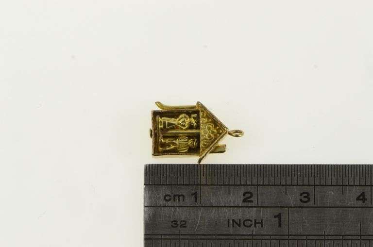 14K Yellow Gold Marry Couple Shadow Box Home Sweet Home Charm/Pendant