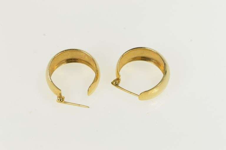 10K Yellow Gold 18.8mm Wide Curved Statement Hoop Earrings