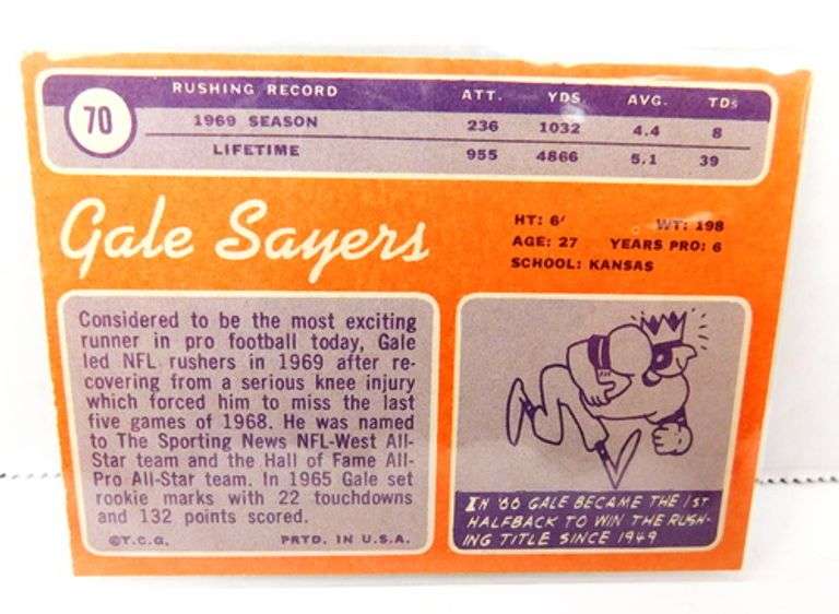 Gale Sayers 1970 Topps Football Card