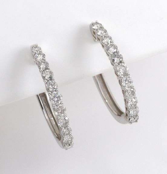 Sparkling 14K WG Hoops with Diamonds