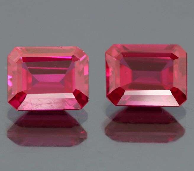 Top grade 6.20ct hot pink created ruby pair