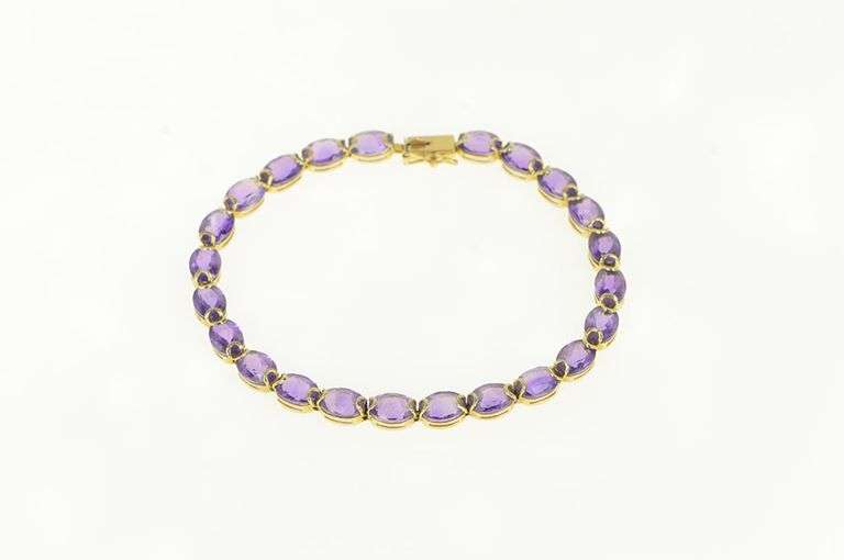 14K Yellow Gold Amethyst Vintage Ornate Statement Bracelet