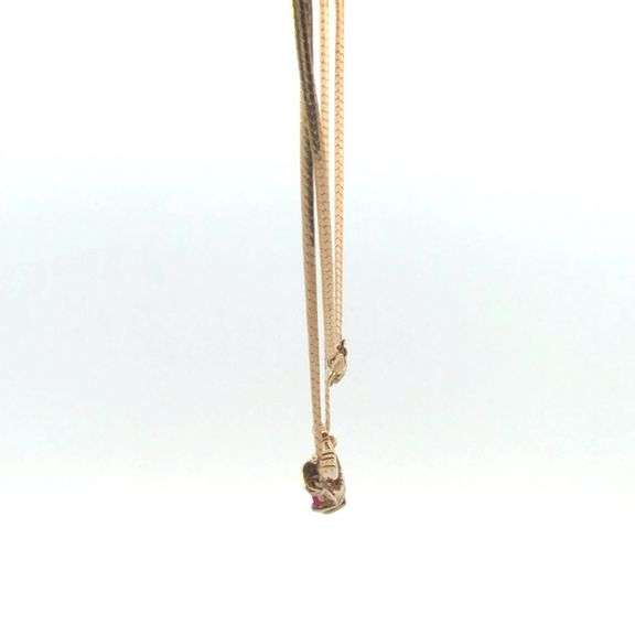 10K Yellow Gold Marquise Ruby Diamond Curved Statement Necklace