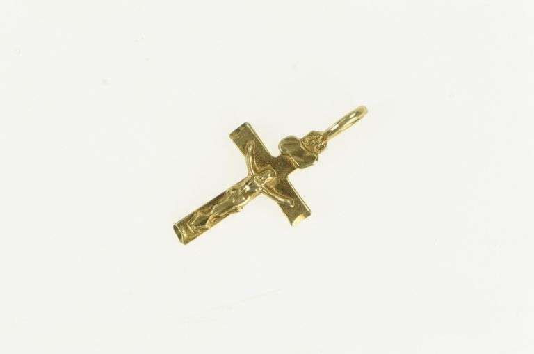 10K Yellow Gold Cross Crucifix Vintage Jesus Faith Charm/Pendant