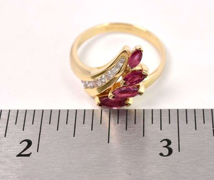Exquisite Ruby and Diamond Ring in 14K Yellow Gold